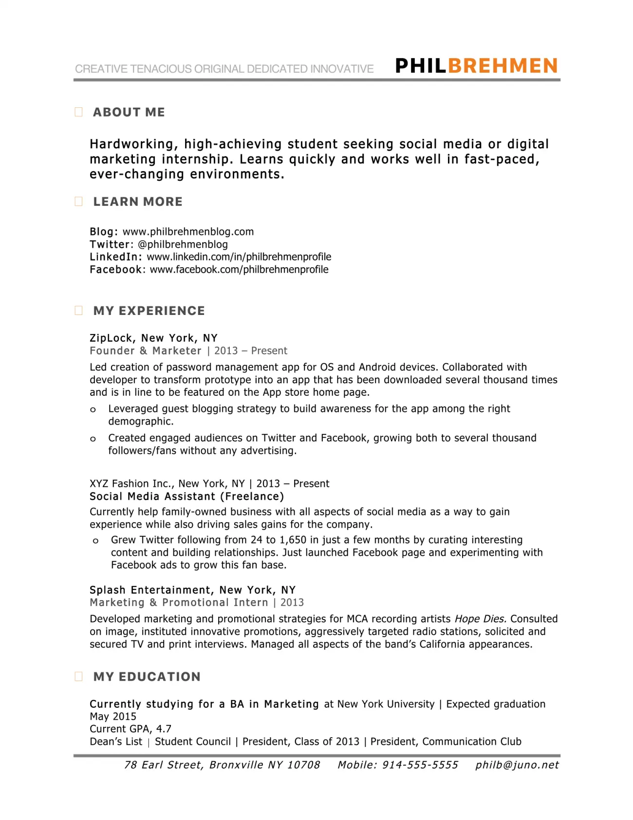 Professional marketing director resume