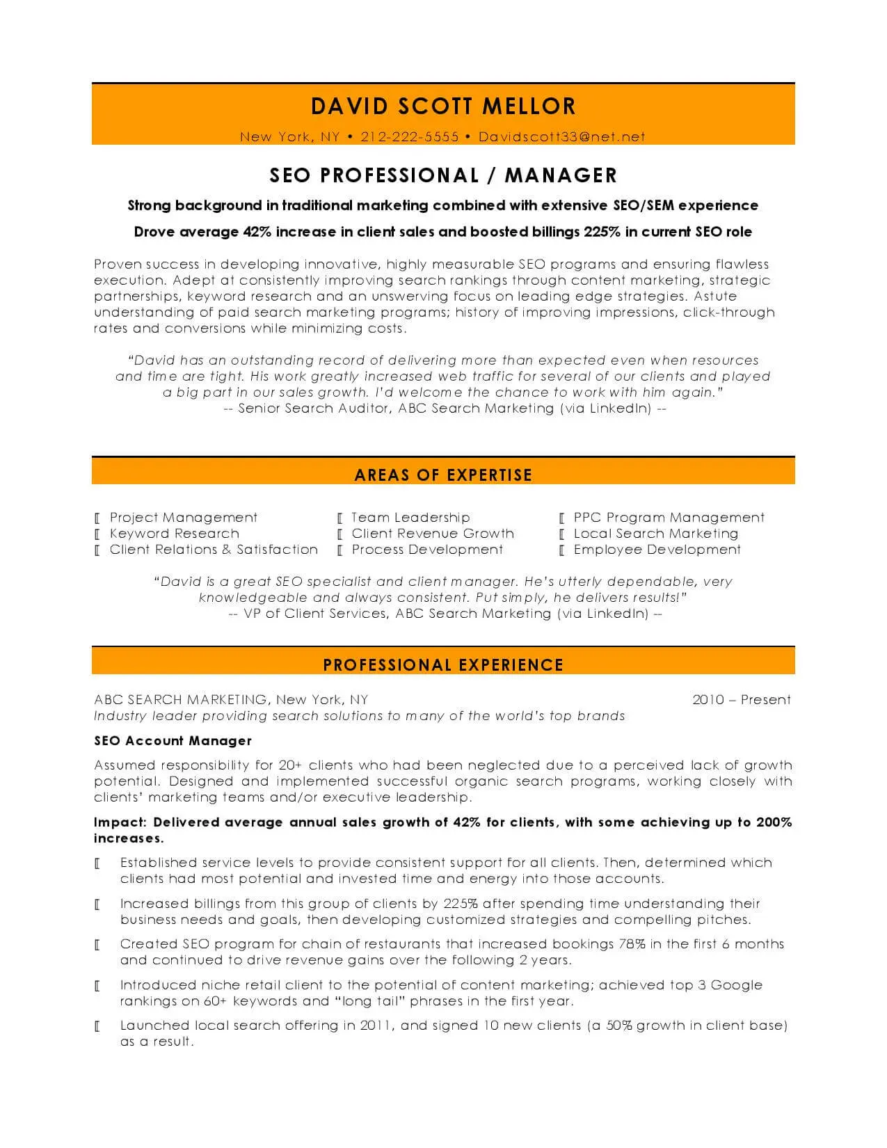 cv marketing template