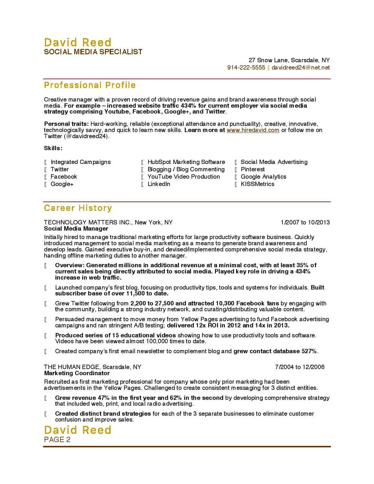 Job seeker web resume samples