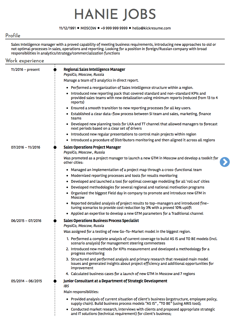 Older person resume example October 14