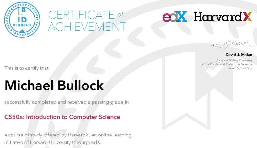 edx certificate example