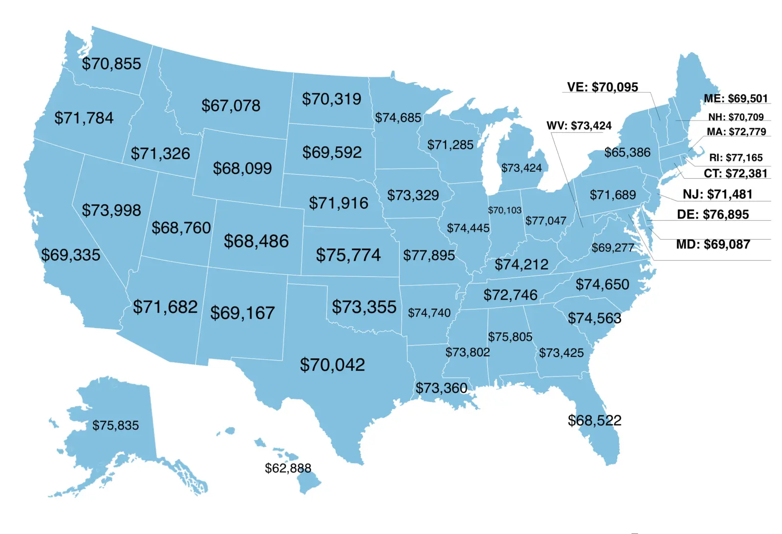 What Is The Average Project Manager S Salary In The US   US Map Larger Senior Level 1 1600x1094 