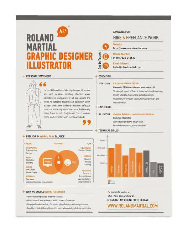 35 Brilliant Resume Designs - DzineBlog.com  Resume design creative,  Resume design, Creative resume