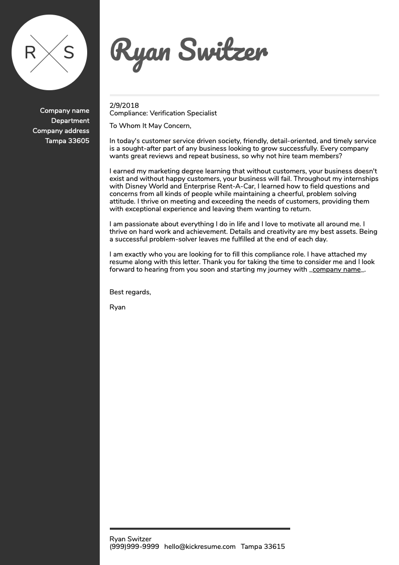 Lush Sales Associate Cover Letter Example