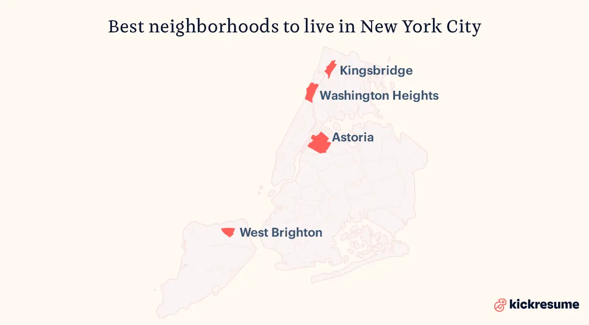 top 4 best neighborhoods to live in New York City; Kingsbridge, Washington Heights, Astoria, West Brighton
