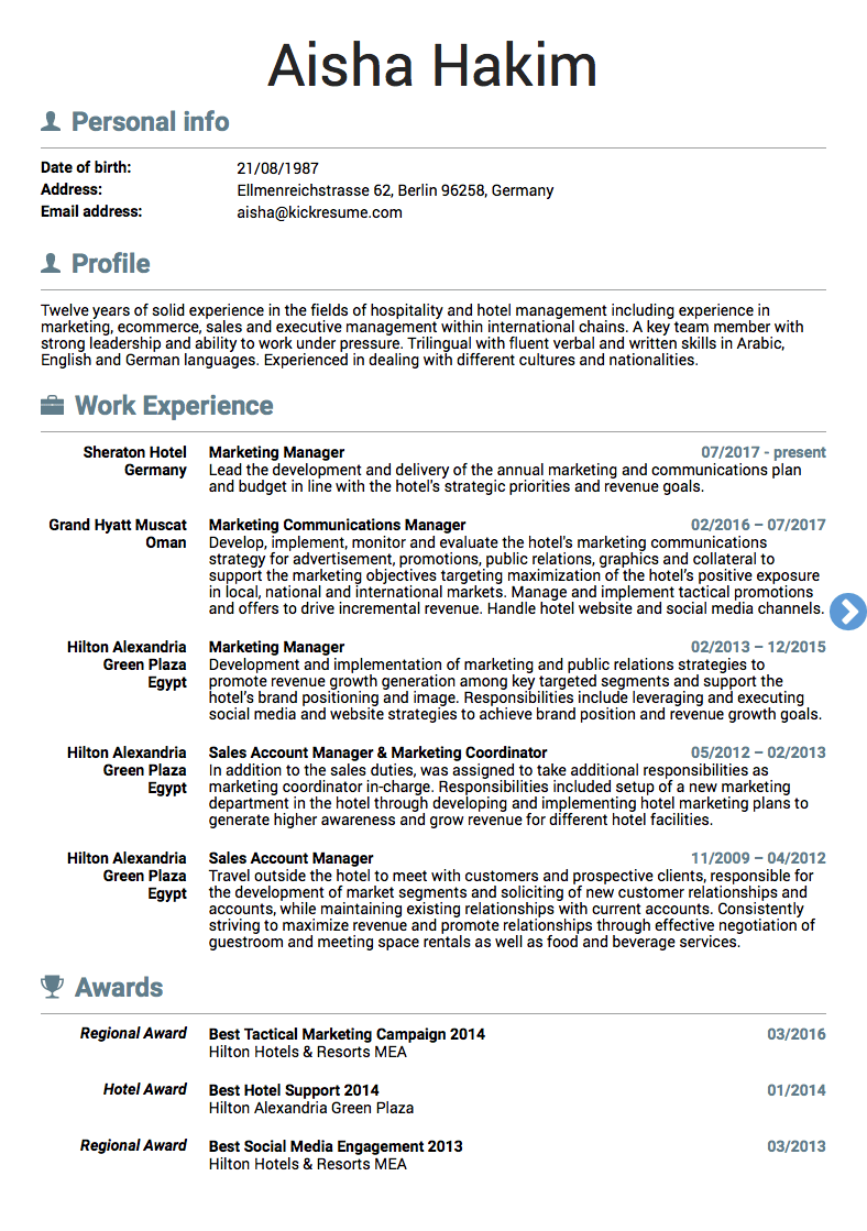 Personal Summary For Marketing Resume