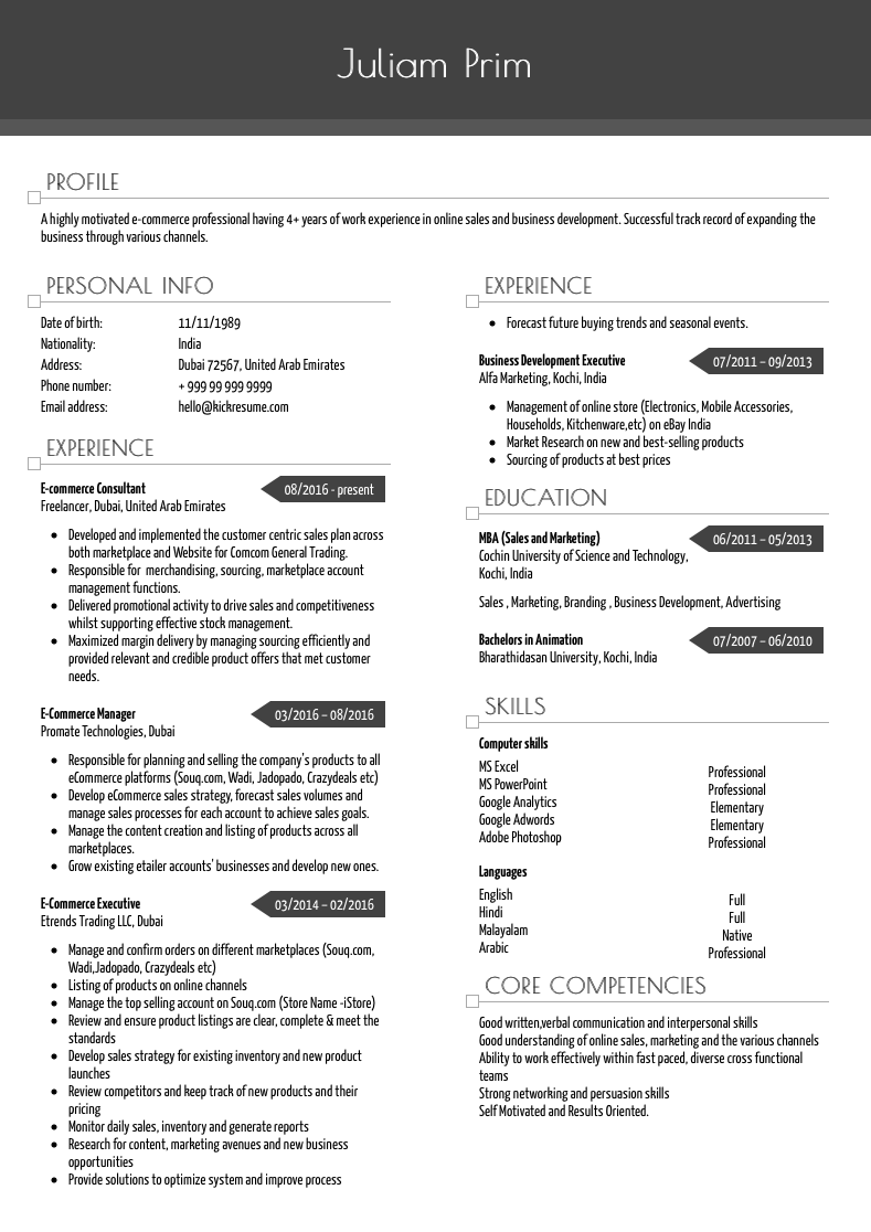real marketing resume examples
