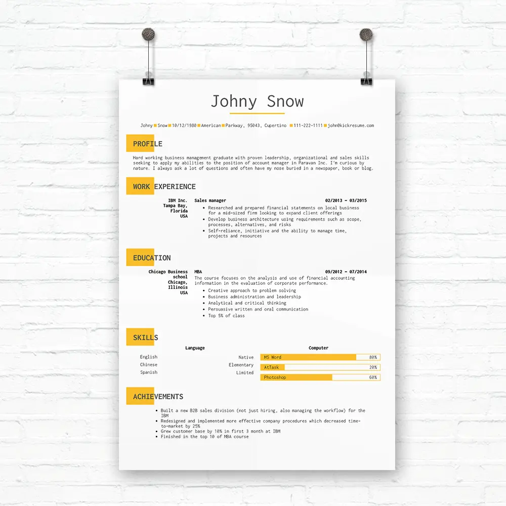 kickresume creative resume template