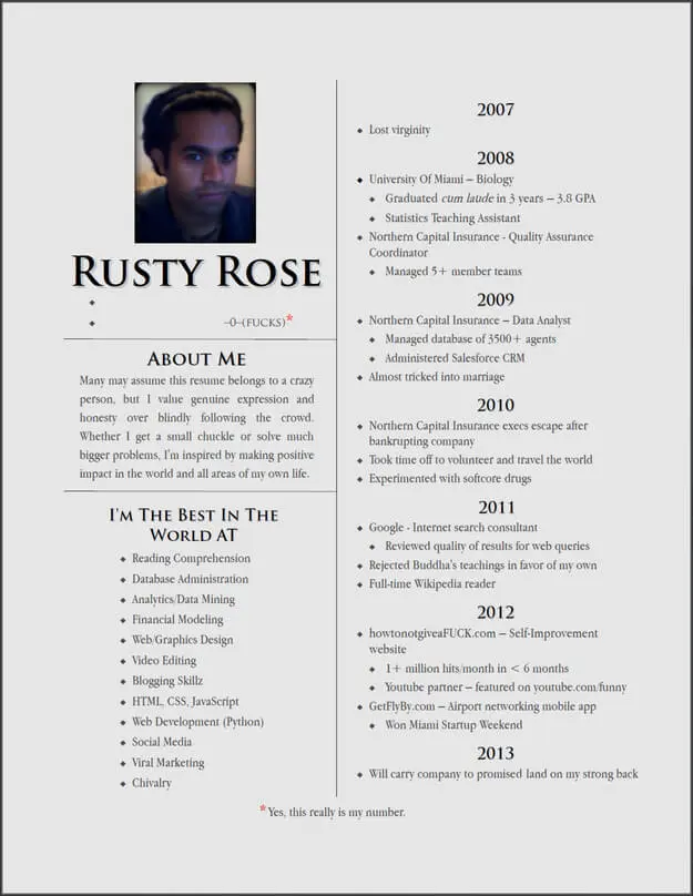 resume examples bad