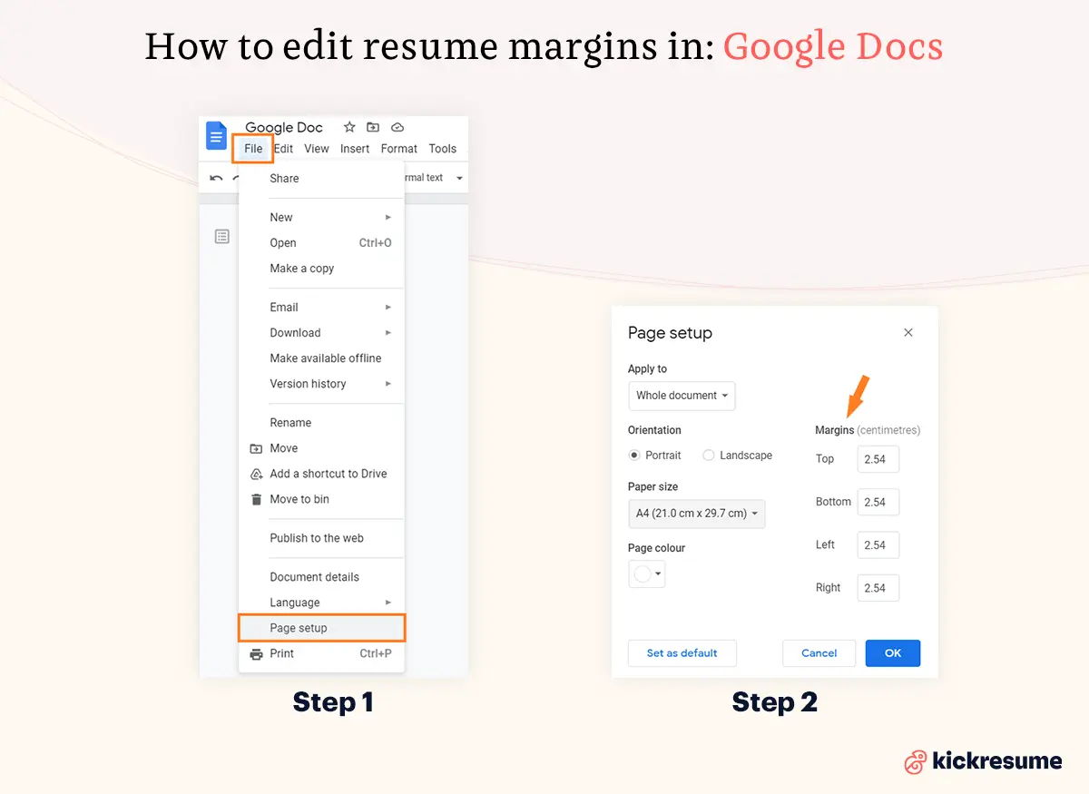 how to edit resume margins in google docs