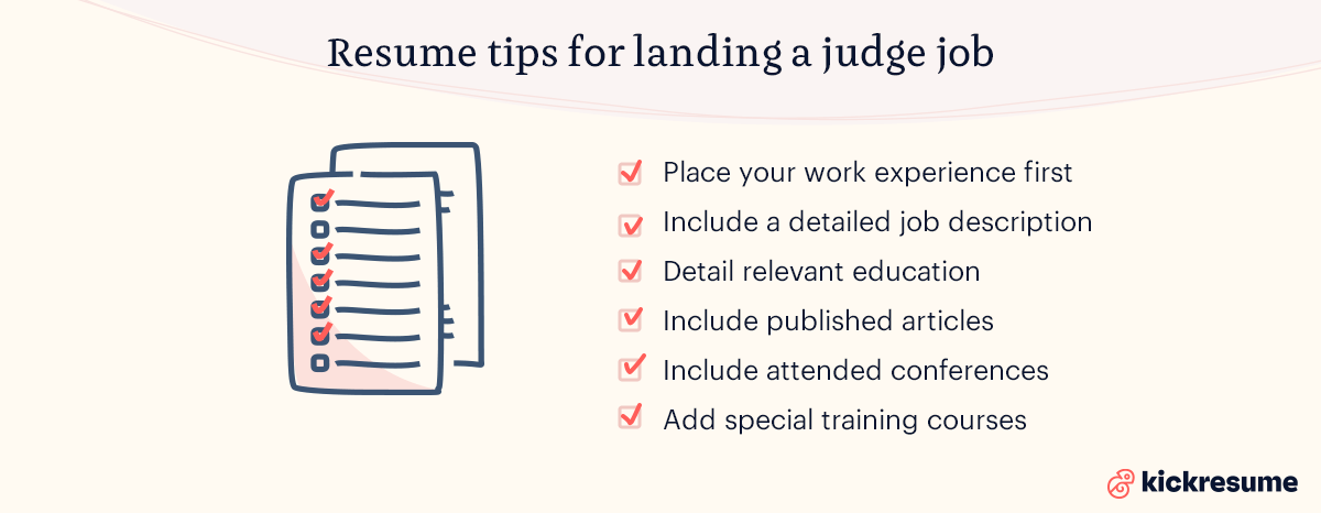 resume tips for landing a judge job