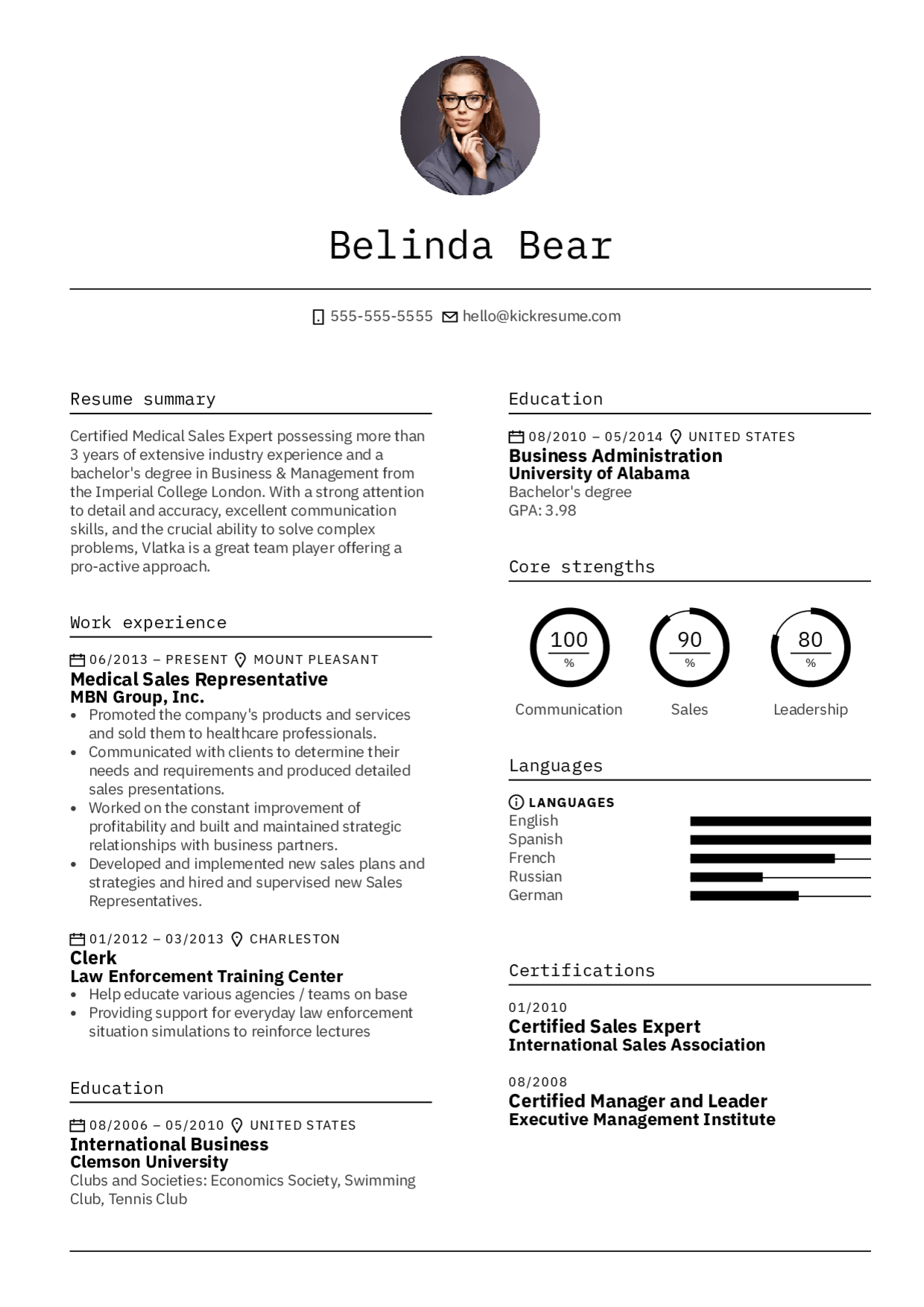 minimalistic resume template