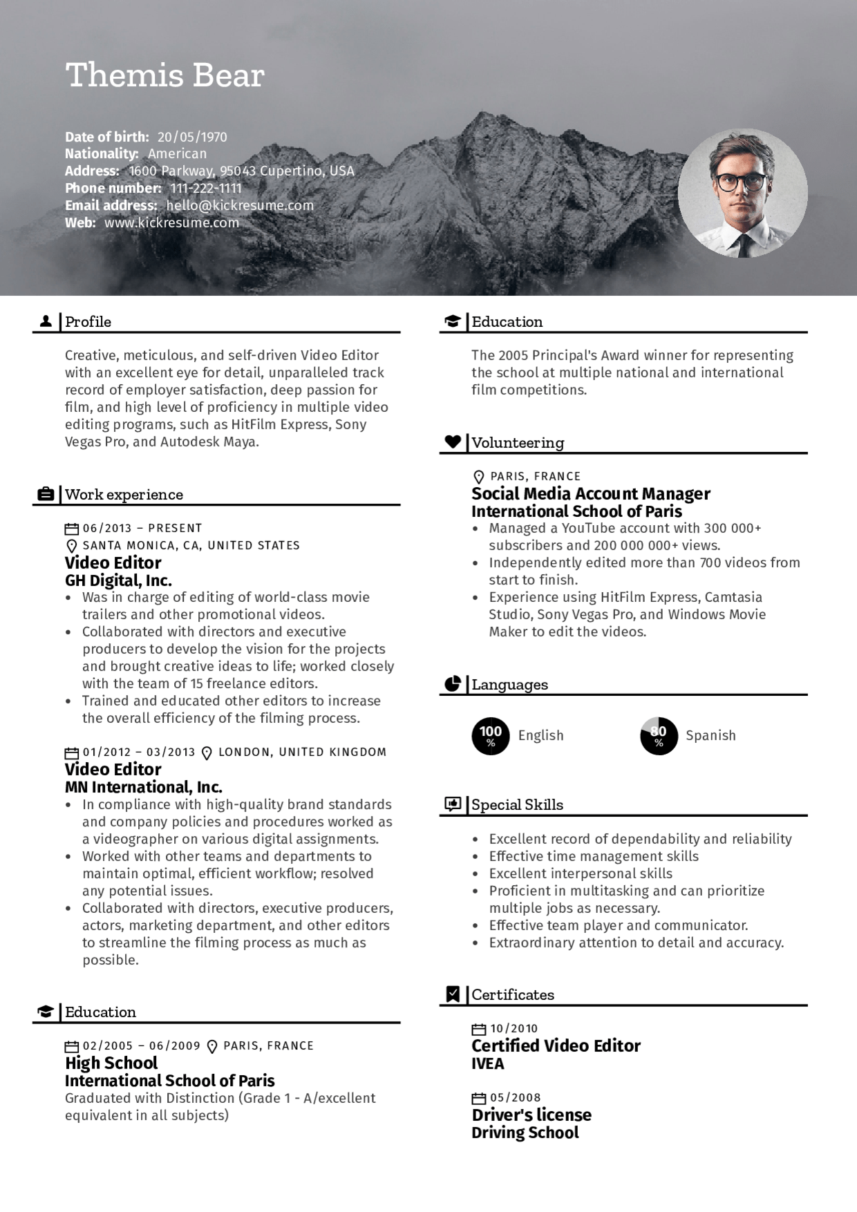 nature resume template