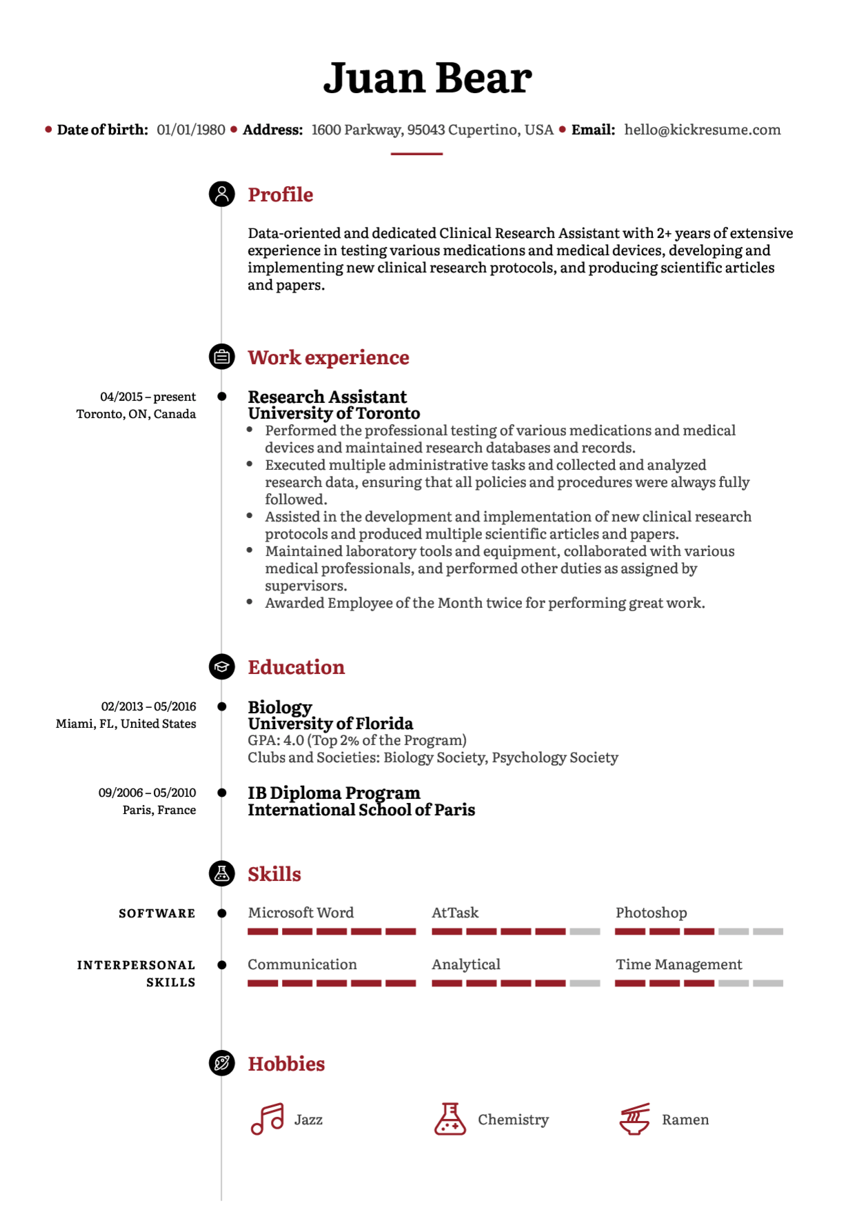 stanford resume template