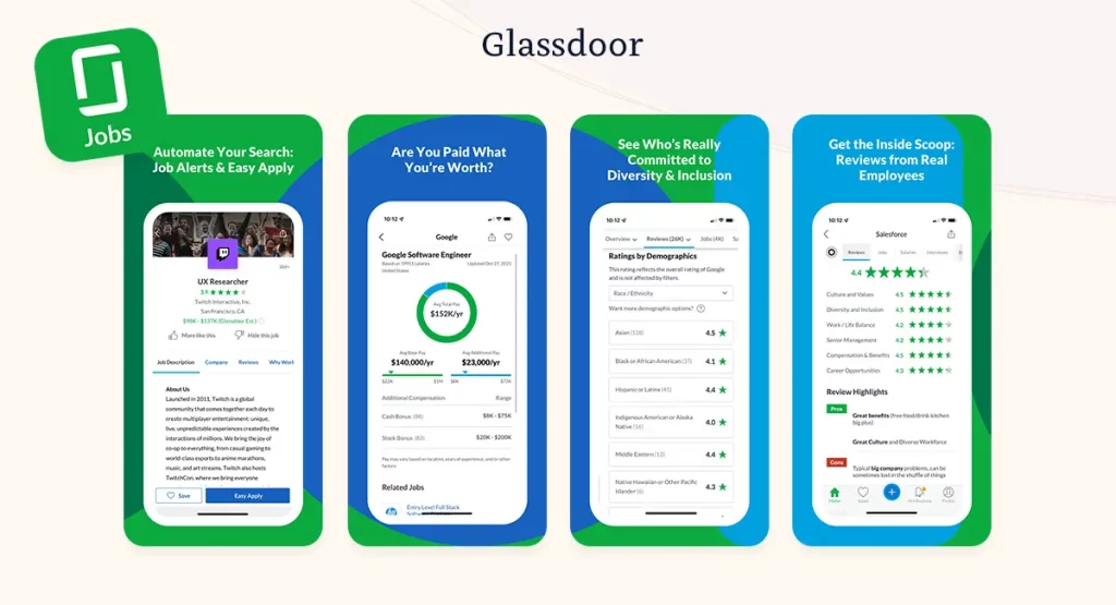 Glassdoor job search app