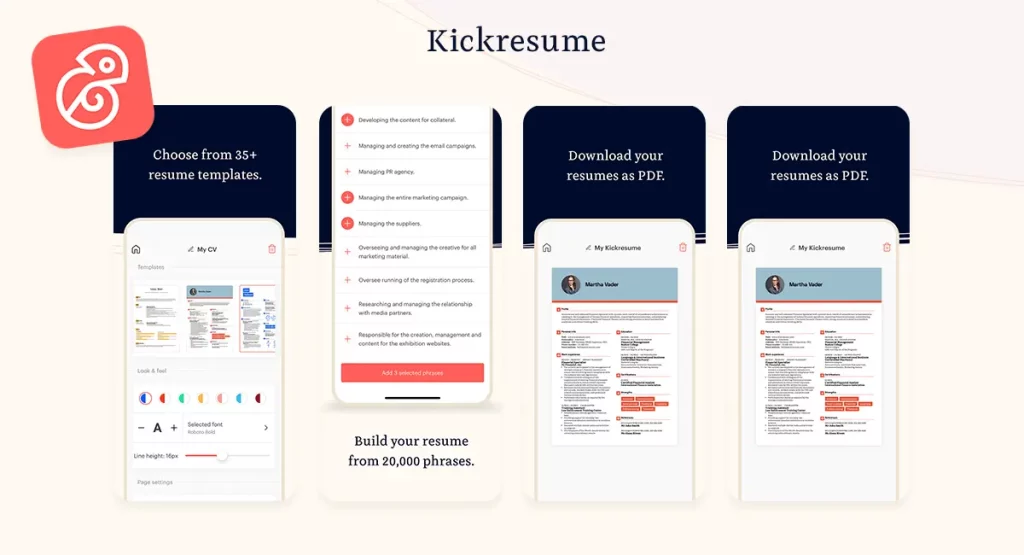 Kickresume job search app
