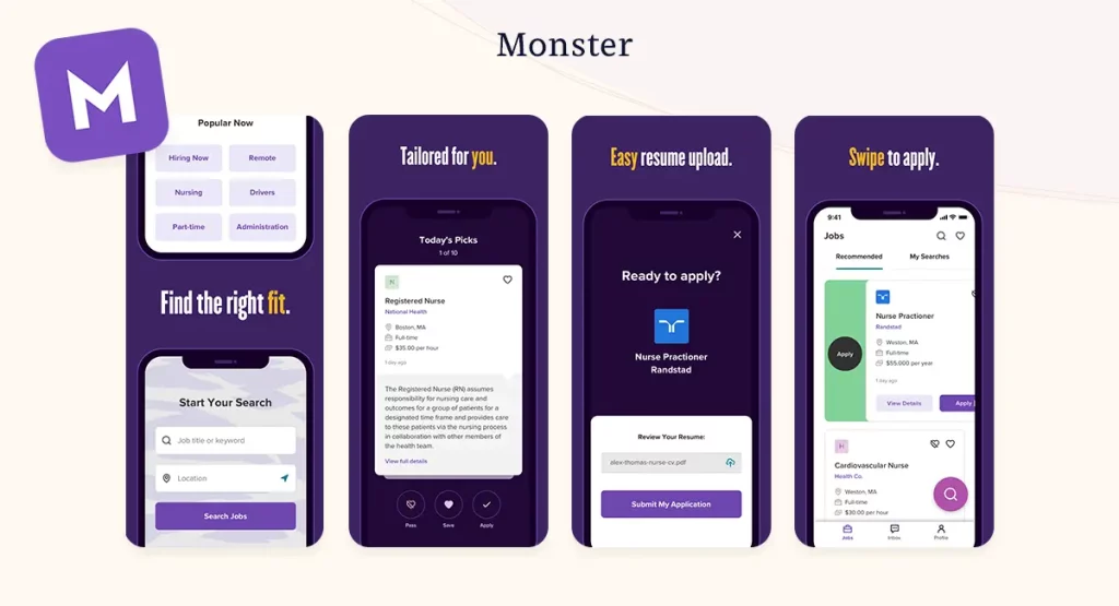 Monster job search app