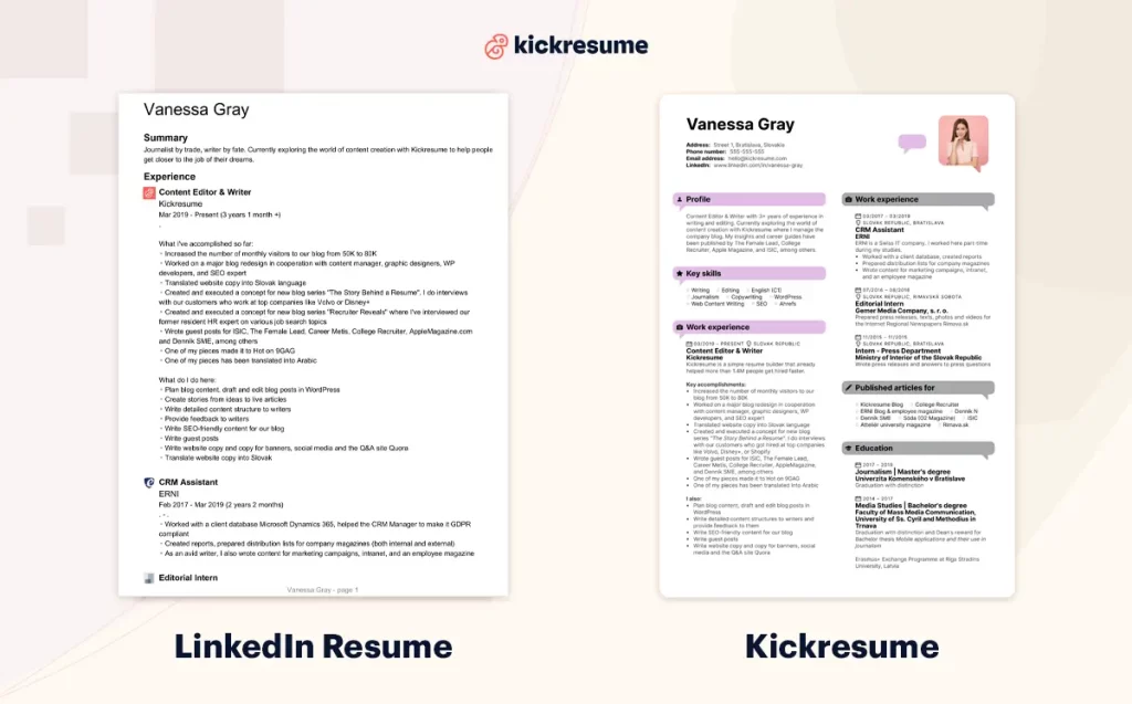 linkedin resume template 2020