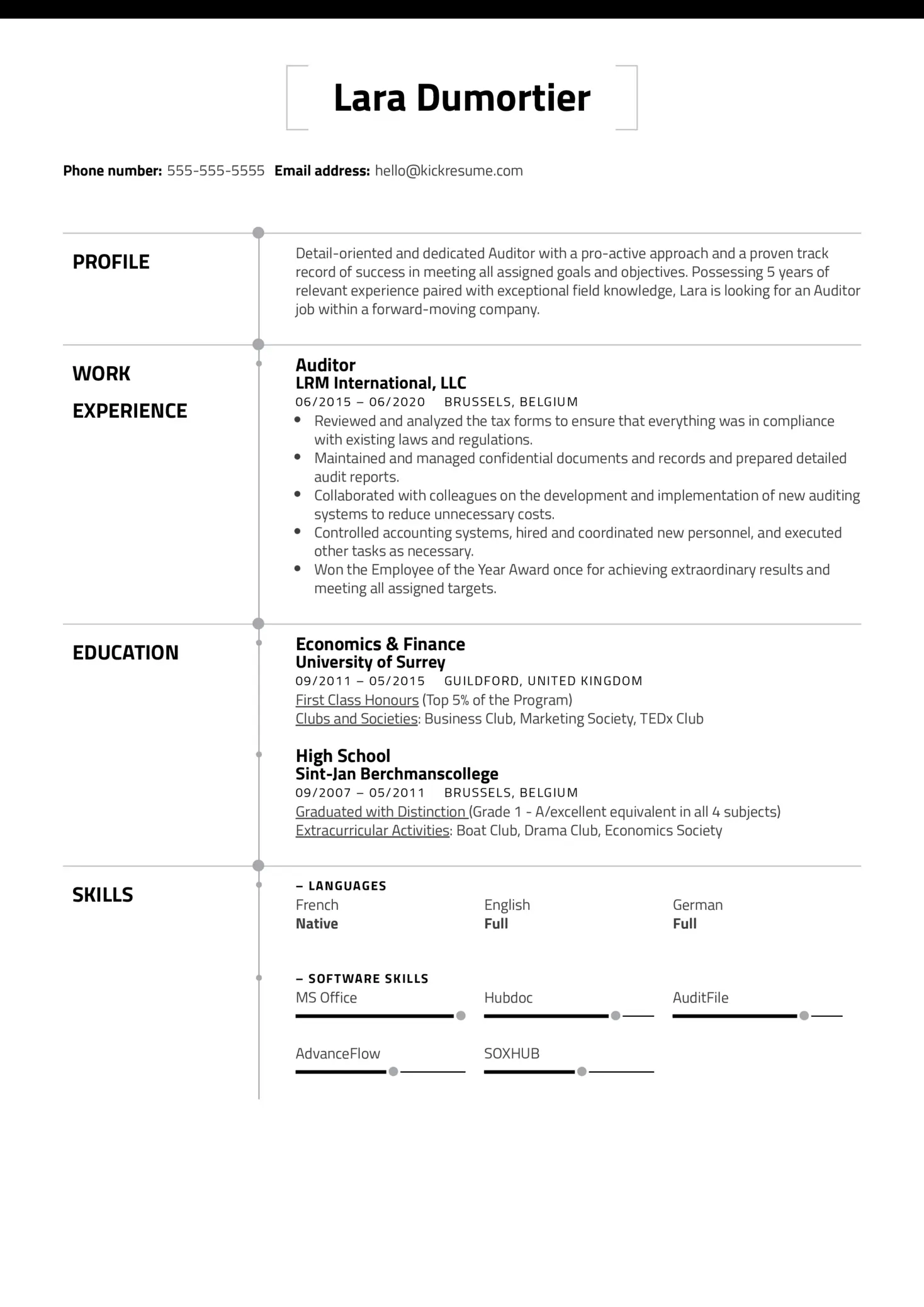 Accounting Auditor Resume Sample