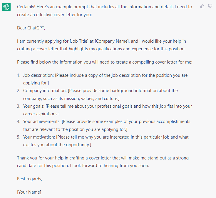 cover letter prompts for chatgpt