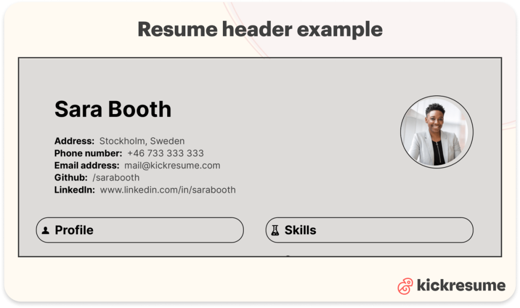 resume header example