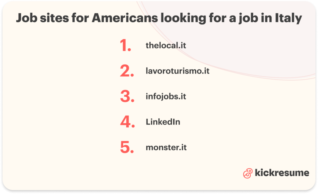 Job sites for Americans looking for a job in Italy