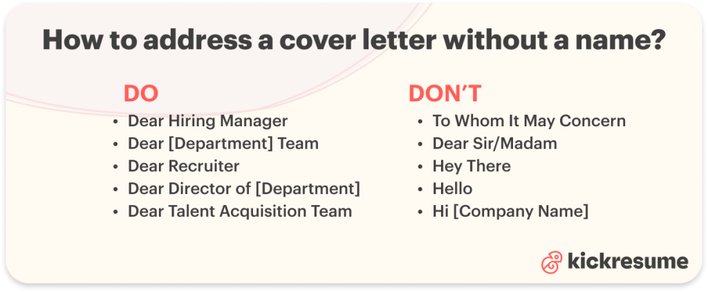 how to title cover letter without name