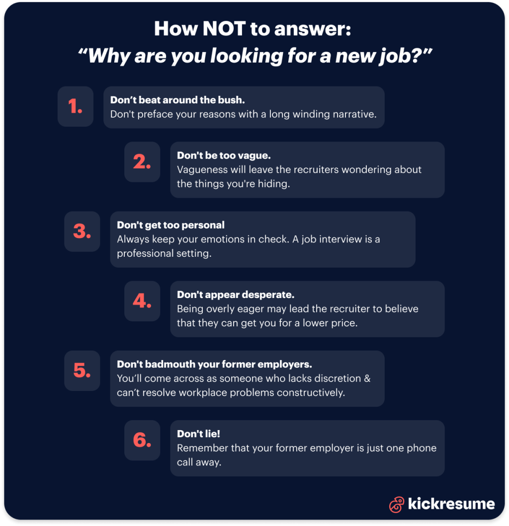 how not to answer why are you looking for a new job