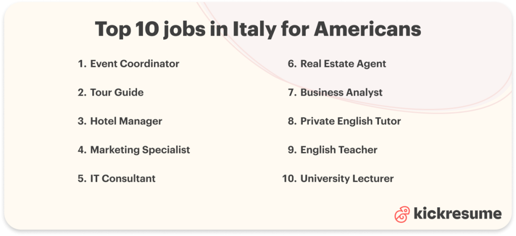 top 10 jobs in italy for americans