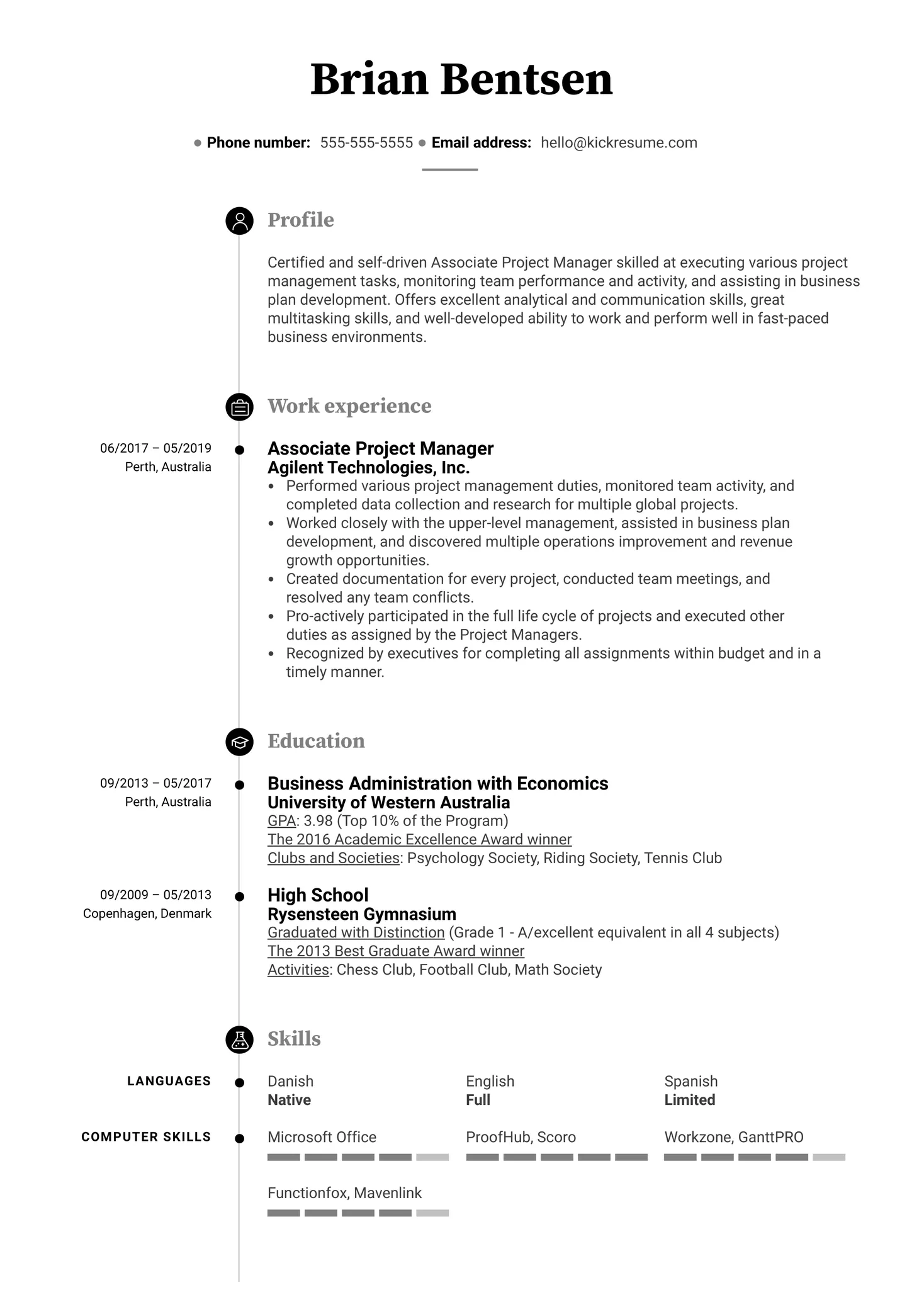 project manager resume example