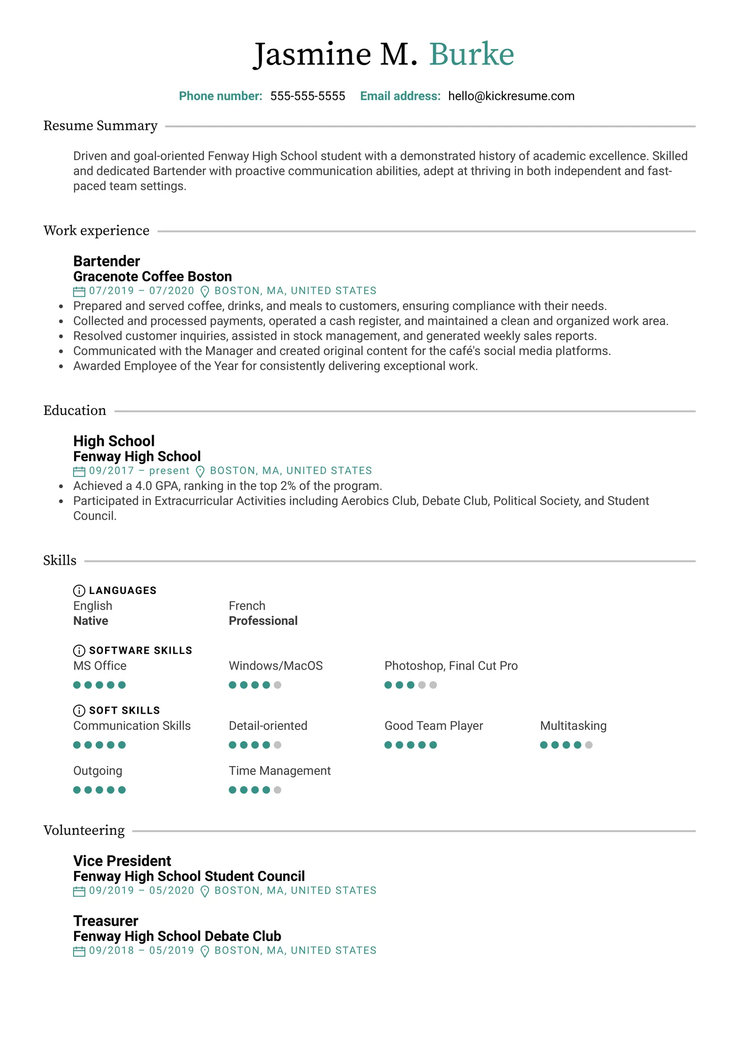 high school resume