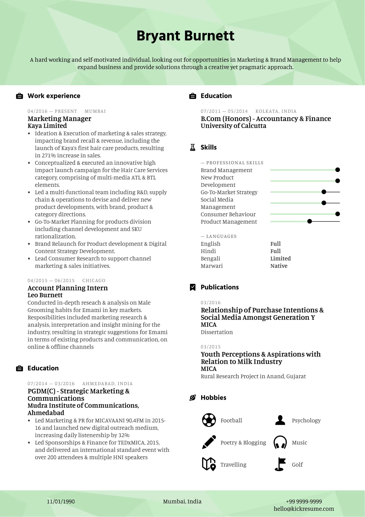 Marketing and Brand Manager Resume Example